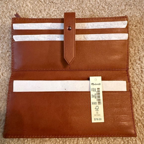 Never used - Madewell Cognac Leather Snap-Closure Long Wallet - Picture 2 of 4